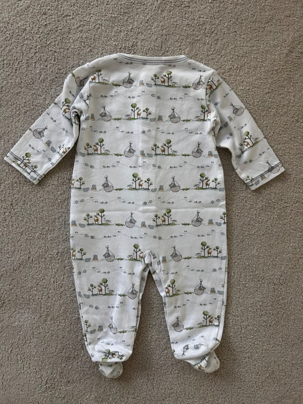Kissy Kissy Noah’s Arc 6-9m footie LIKE NEW pima cotton